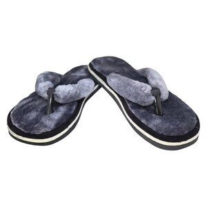 Sale Yug Fuzzy Plush Flip Flop Slippers Cozy Soft Indoor Comfort Sandals Grey 5